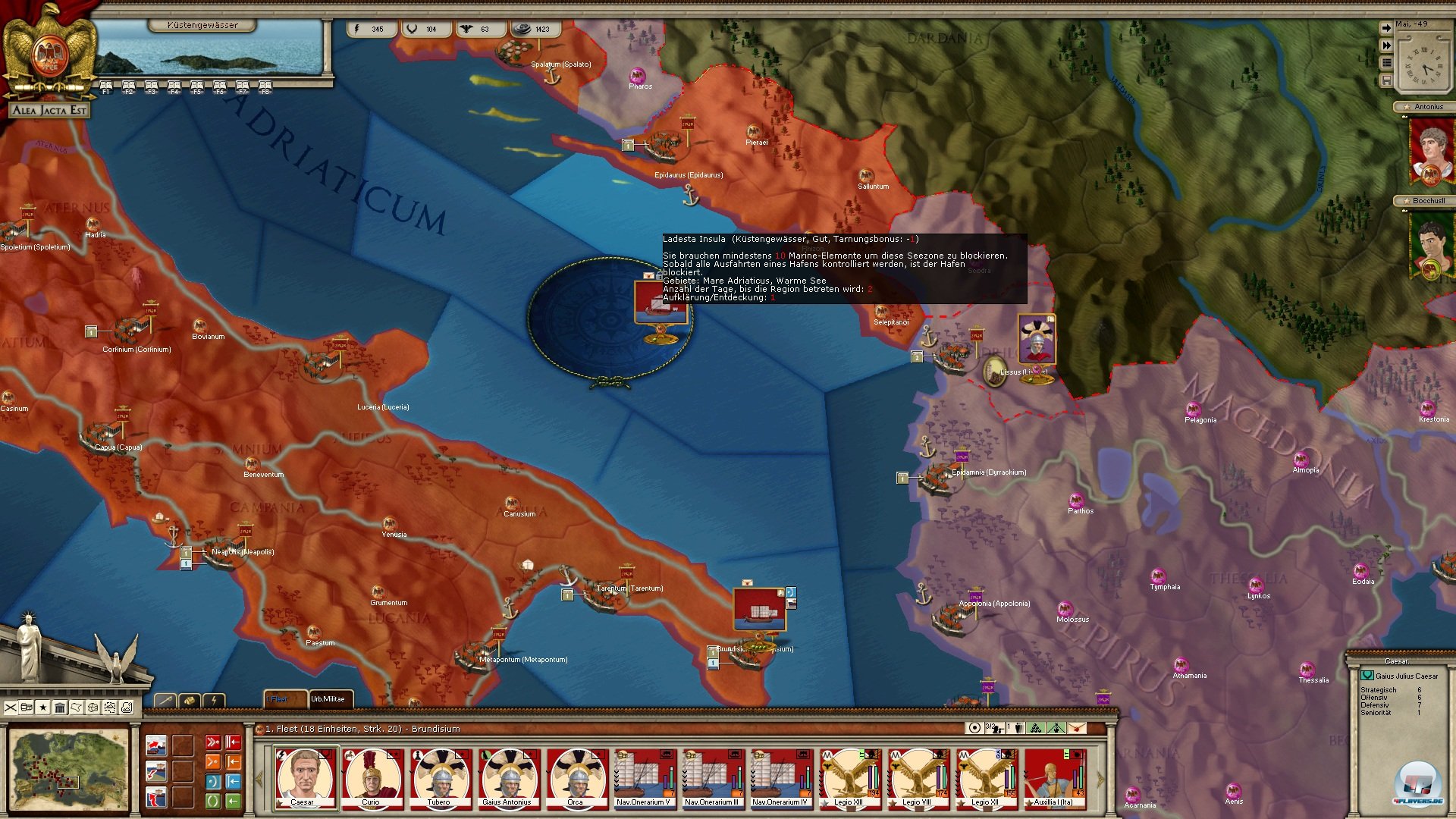Caesar besetzt kurz mal Rom. Ein schwerer Schlag für Pompeius, aber noch nicht das Aus. 